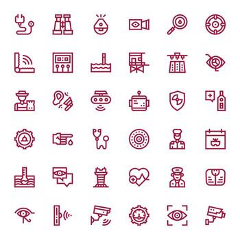 36 Bold Line Icons designed for Monitoring in High Resolution Detail Enhanced format vector