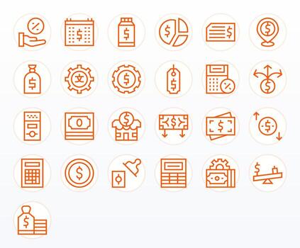 25 256x256 regular línea píxel optimizado íconos para costo proyectos vector