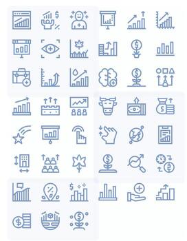 Increase High Resolution Icon Pack with 45 Bold Line PIXEL Perfect Elements vector