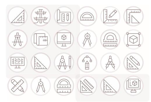 Cad Complete Package with 24 256x256 Thin Line Pixel Optimized Icons vector