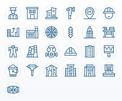 Construction Icon Repository containing 25 Regular Line 128x128 Editable graphics vector
