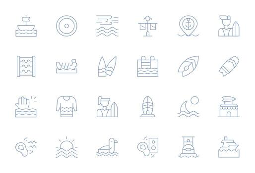 24 Thin Line Pixel Optimized Icons tailored for Waves High Resolution interface vector