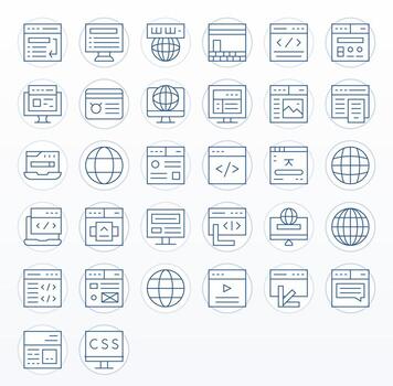 Thin Line Display Perfect Icons from Browser Set with 32 Retina Ready Icons vector