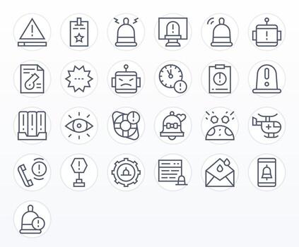 Critical Scalable Set featuring 25 Display Perfect Regular Line 128x128 Icons vector