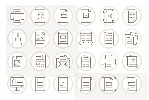 24 PIXEL Perfect 256x256 Icons for Pdf in elegant Thin Line design vector