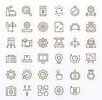 Process Icon Toolkit featuring 35 Grid Fitted 256x256 Regular Line elements vector