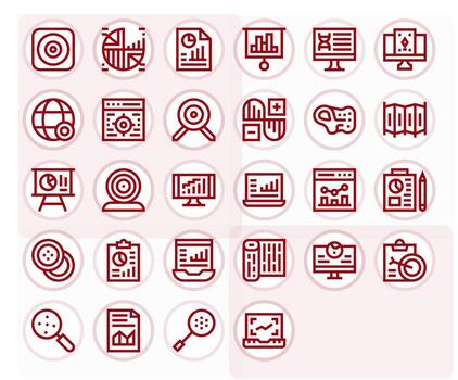 Bold Line Style Visualization Icons with 28 High Resolution Editable Designs vector