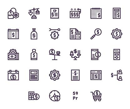 28 negrita línea píxel optimizado íconos a la medida para costo 256x256 interfaz vector