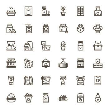 36 128x128 Bold Line Icons optimized for Container PIXEL Perfect display vector