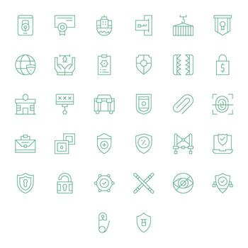 Secure Pixel Optimized Set with 32 64x64 Thin Line Icons vector