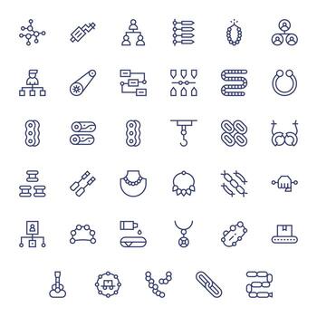 Chain 256x256 Icon Pack with 35 Regular Line Display Perfect Elements vector