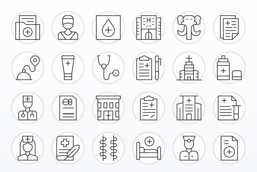 Thin Line Pixel Optimized Icons from Physician Set with 24 256x256 Icons vector