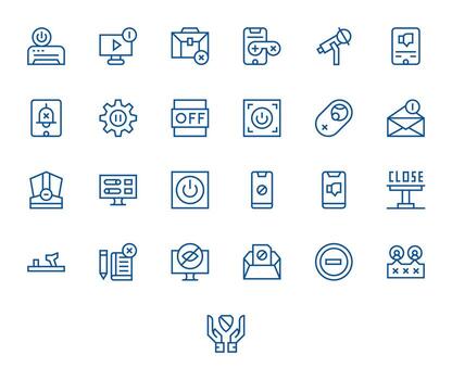 inhabilitar digital paquete conteniendo 25 monitor Perfecto regular línea alto resolución íconos vector