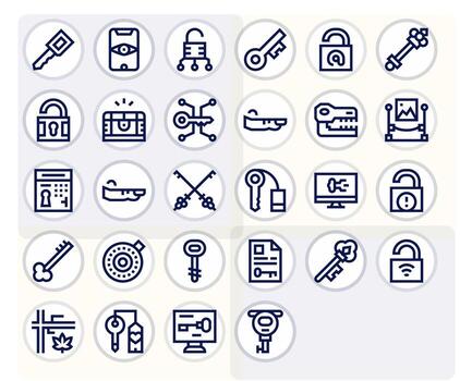 28 Bold Line Pixel Optimized Icons for Unlock Graphics vector