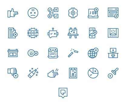 25 Display Perfect Icons themed around Fail in High Resolution Regular Line format vector