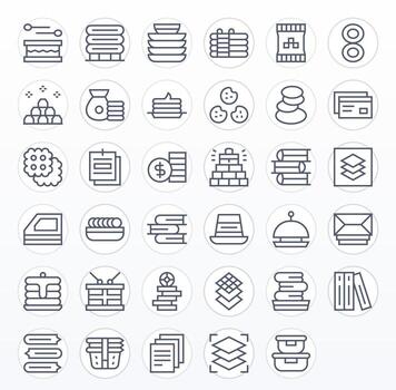 35 Regular Line Pixel Optimized Vectors for Stack Theme