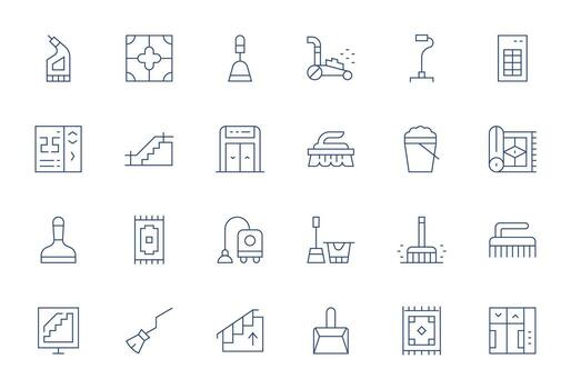Floor Icon Library with 24 Thin Line 128x128 Pixel Aligned Designs vector