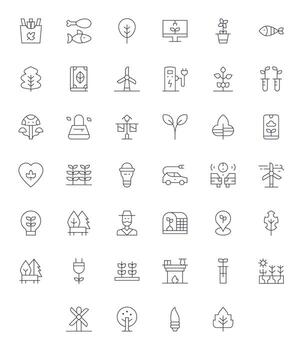 40 Thin Line Pixel Optimized Icons crafted for Sustainable 128x128 applications vector