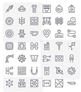 42 Regular Line Icons designed for Component in 128x128 Detail Enhanced format vector