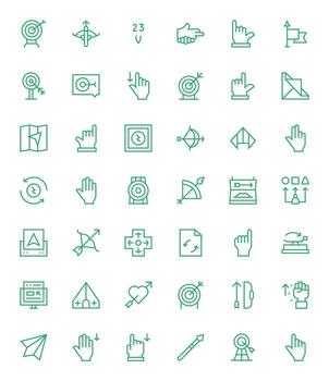 42 Pixel Optimized Icons themed around Arrow in 256x256 Regular Line format vector