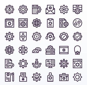 36 negrita línea píxel Perfecto íconos para configuración gráficos vector