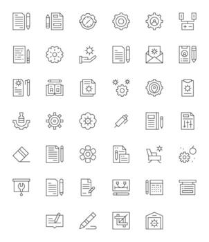 40 Modify Grid Fitted Icons in High Resolution Thin Line Aesthetic vector
