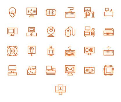 25 Regular Line Icons designed for Pc in 256x256 Pixel Optimized format vector