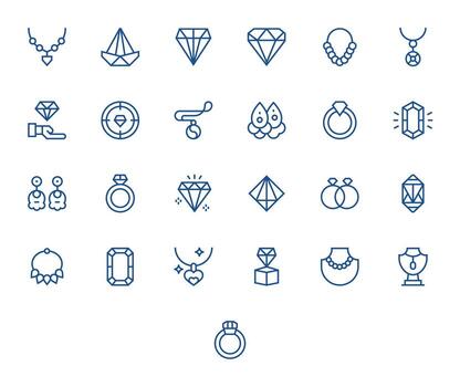 Gemstone Ultimate Package with 25 Retina Ready Regular Line Pixel Optimized Icons vector