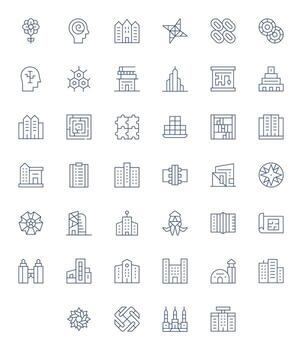 Complex Exclusive Set featuring 40 Thin Line Pixel Optimized 64x64 Icons vector