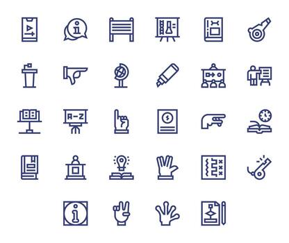 28 Bold Line Pixel Aligned Designs for Instructional High Resolution Icons vector