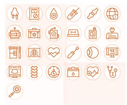 Diagnostic Exclusive Set featuring 25 Regular Line Grid Fitted High Resolution Icons vector