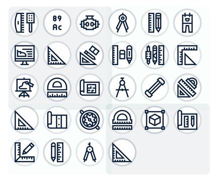 28 Icons for Technical Drawing optimized in Grid Fitted 64x64 Bold Line resolution vector