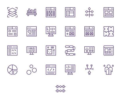 Elements Visual Pack containing 25 Regular Line Pixel Optimized Icons vector