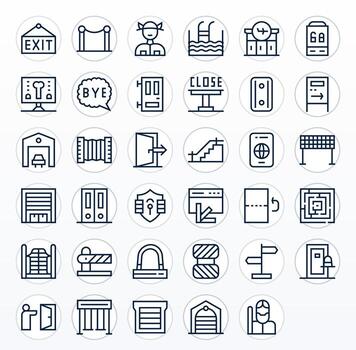 salida exclusivo conjunto presentando 35 regular línea píxel optimizado 256x256 íconos vector