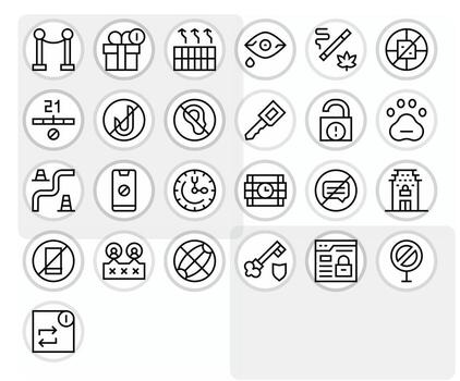 Restricted Ultimate Package with 25 High Resolution Regular Line Pixel Optimized Icons vector