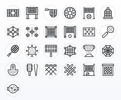 malla exhaustivo haz con 25 editable regular línea 256x256 íconos vector