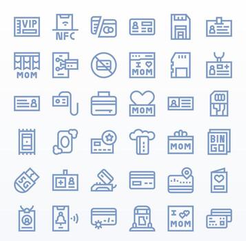 Card Icon Library with 36 Bold Line High Resolution Pixel Optimized Designs vector