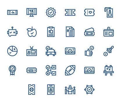 28 Pixel Optimized Icons themed around Pass in High Resolution Bold Line format vector