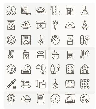 Regular Line Editable Icons from Measurement Set with 42 128x128 Icons vector