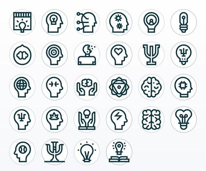 Mind Design Icons featuring 28 Pixel Aligned Bold Line Style vector