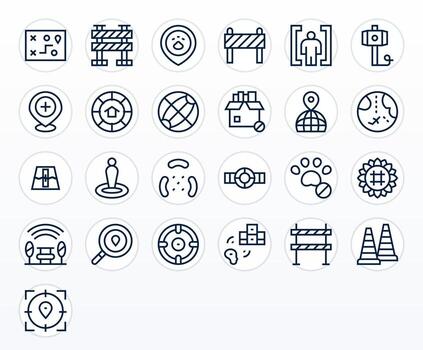 zona completar paquete con 25 64 x 64 regular línea monitor Perfecto íconos vector