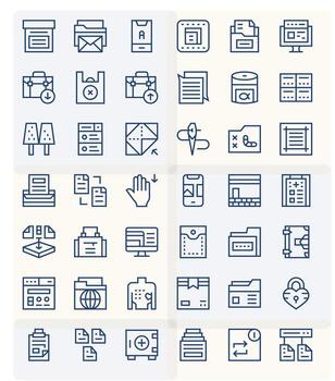 Folder Icon Collection featuring 42 Display Perfect 128x128 Regular Line Designs vector