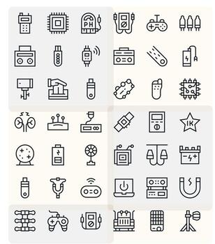42 Regular Line Display Perfect Icons crafted for Electronics Retina Ready applications vector