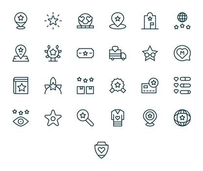 25 64x64 Regular Line Icons for Recommended with Display Perfect precision vector