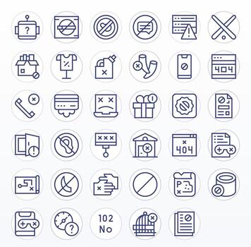 35 Icons for Unavailable optimized in Pixel Aligned 128x128 Regular Line resolution vector