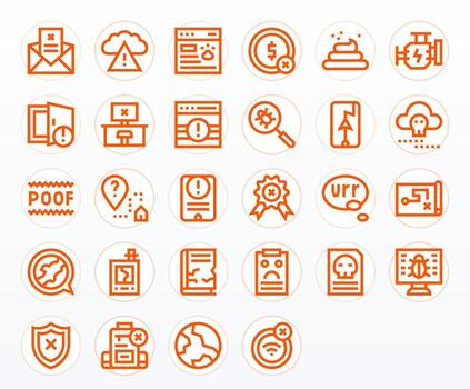 28 Bold Line Detail Enhanced Icons for Error Graphics vector