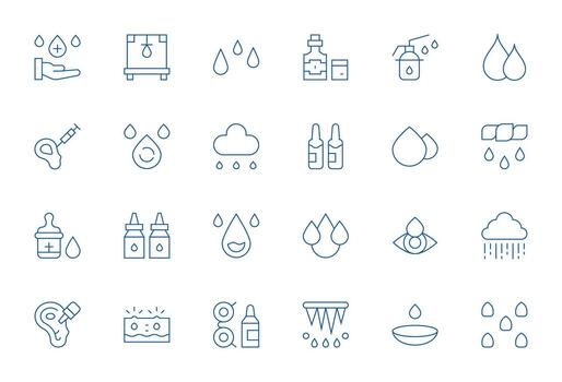 24 cuadrícula equipado Delgado línea íconos diseñado para gotas interfaz vector