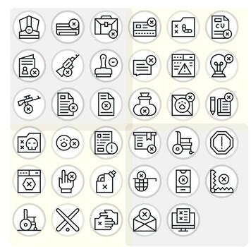 35 Retina Ready Regular Line Icons for Invalid with Pixel Optimized precision vector