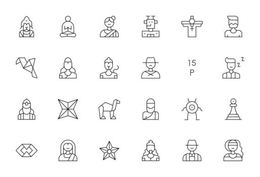 24 Thin Line Pixel Aligned Icons tailored for Figure 64x64 interface vector