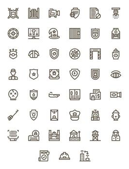 Security Professional Set with 45 Bold Line Pixel Optimized High Resolution Icons vector